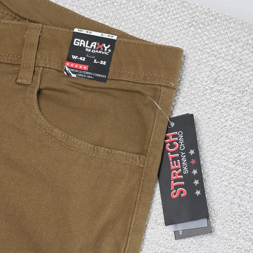 Galaxy by Harvic Men's Timber Slim Fit Stretch‎ Chino Pants Size 42x32 NWT